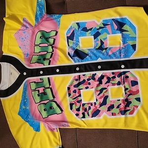 Womens Yellow #88 "Bel-Air" Short Sleeve Baseball Jersey